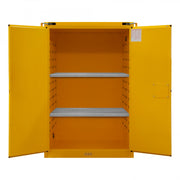 Durham FM Approved, Flammable Storage Cabinet, 90 Gallon, 2 Doors, Self Close, 2 Shelves, Yellow