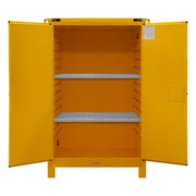 Durham FM Approved, Flammable Storage Cabinet With Legs, 90 Gallon, 2 Doors, Self Close, 2 Shelves, Yellow