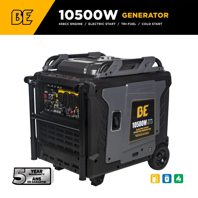 10,500 Watt Tri-Fuel Digital Inverter Generator - BE10500IT BE Power Equipment
