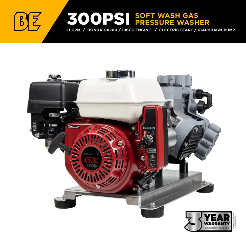 11.0 GPM - 300 PSI Gas Soft Wash Unit - SW1165HEC2 BE Power Equipment