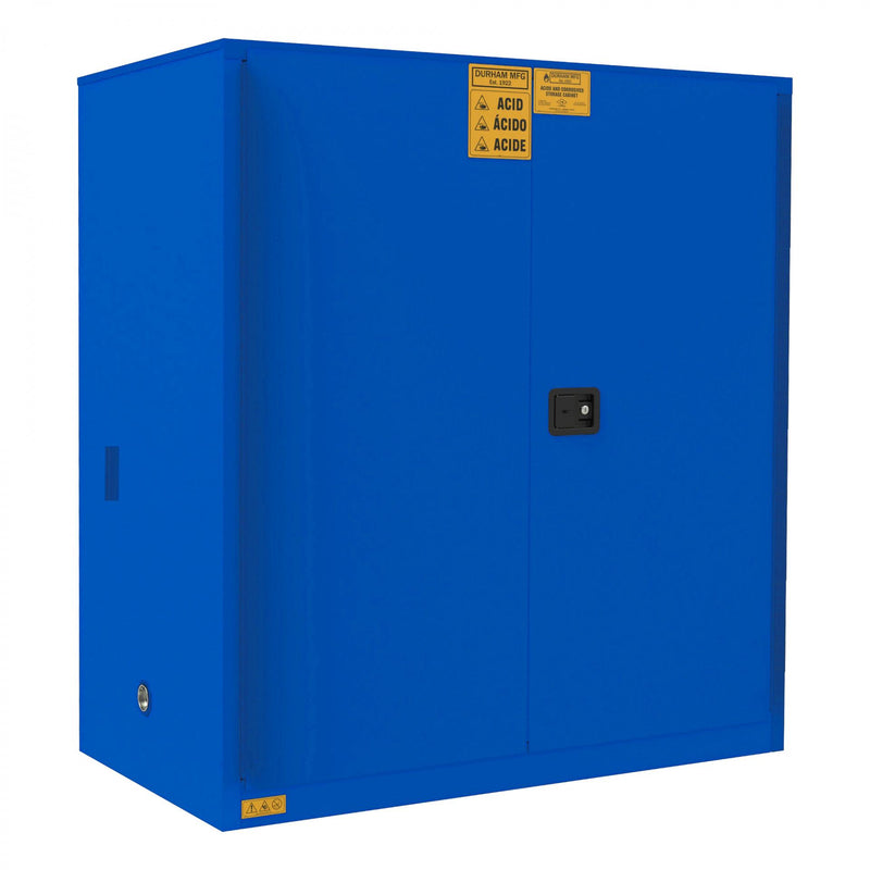 Durham FM Approved, Corrosive Storage Cabinet, 120 Gallon, 2 Doors, Manual Close, 2 Shelves