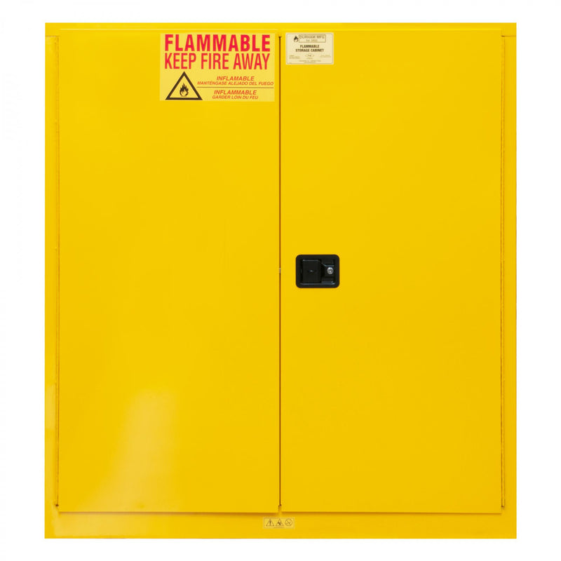 Durham FM Approved, Flammable Storage Cabinet, 120 Gallon, 2 Doors, Manual Close, 2 Shelves, Yellow