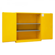 Durham FM Approved, Flammable Storage Cabinet, 120 Gallon, 2 Doors, Manual Close, 2 Shelves, Yellow