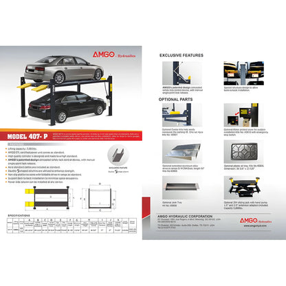 AMGO 407-P-DX (Combo) 7,000 lbs 4 Post Parking Lift