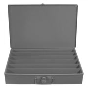 Durham Large, Steel, Compartment Box, 6 Compartments, Horizontal, Gray (Pack of 4)
