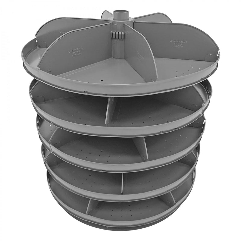 Durham 34" Diameter Rotabin Shelf With 5 Divider, Gray