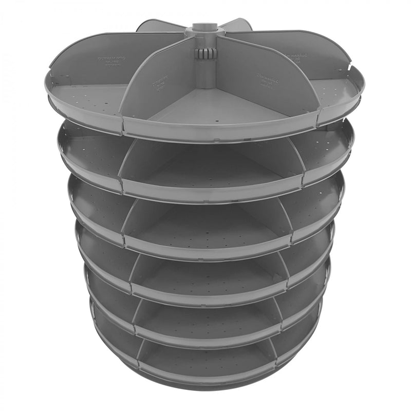 Durham 34" Diameter Rotabin Shelf With 5 Divider, Gray