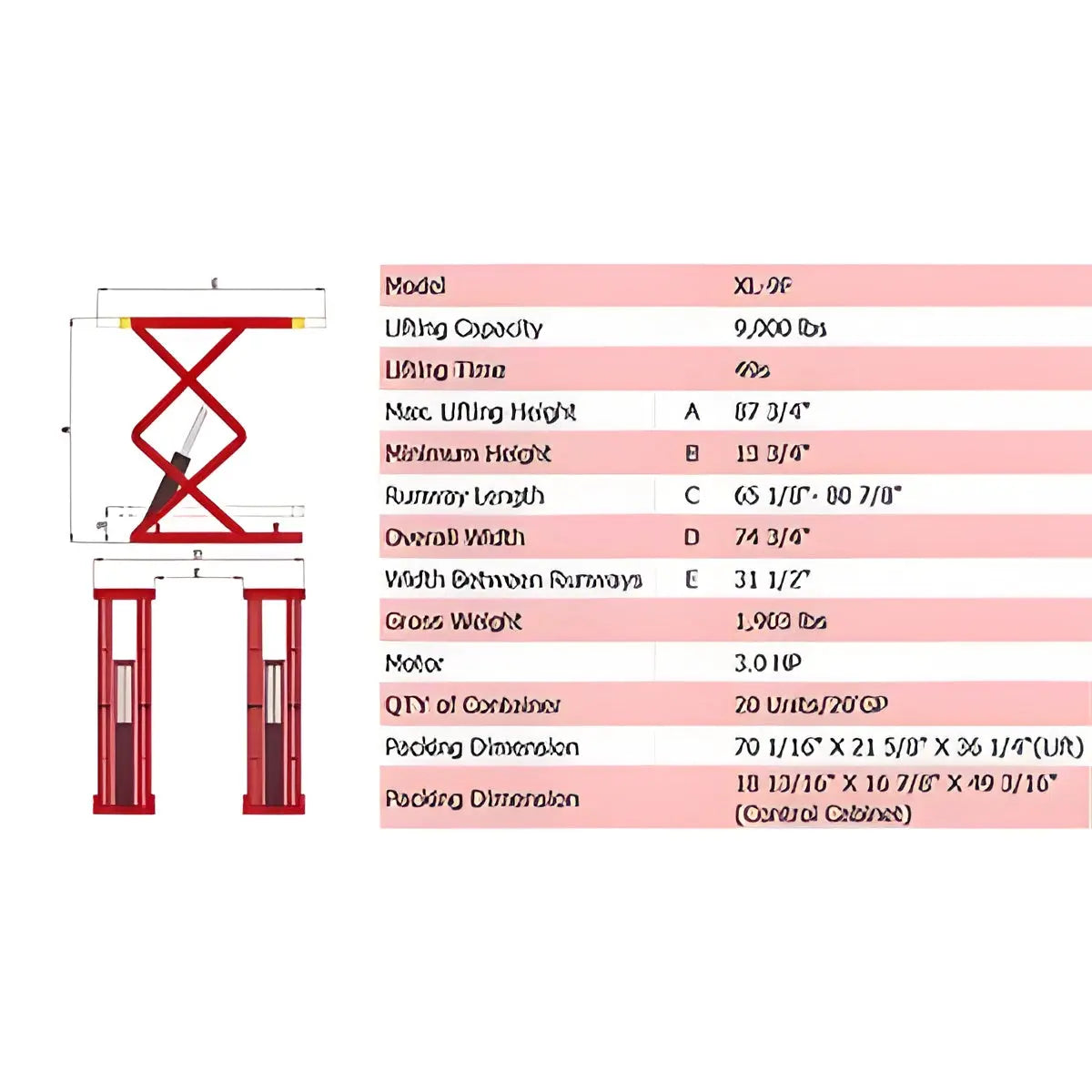 AMGO XL-9F high-performance 9,000 lb Flush Mount Scissor Lift