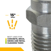 15° 1/4" MEG Spray Pressure Washer Nozzle - 4.0 Orifice BE Power Equipment