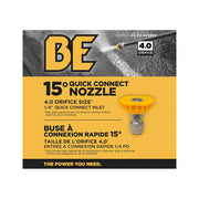 15° Quick Connect Pressure Washer Nozzle – 4.0 Orifice - Retail Ready Packaging BE Power Equipment