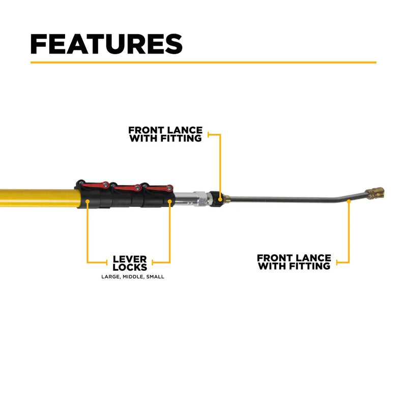 18' Telescoping Pressure Washer Wand BE Power Equipment