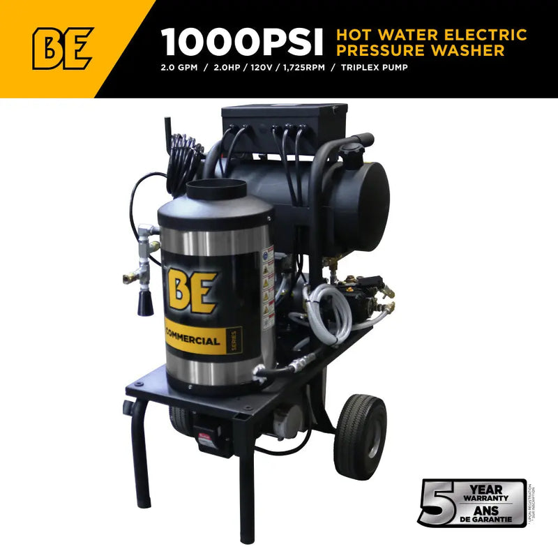 1,000 PSI 2.0 GPM Hot Water Electric Pressure Washer with General T9051EBF triplex pump - 1250 BE Power Equipment