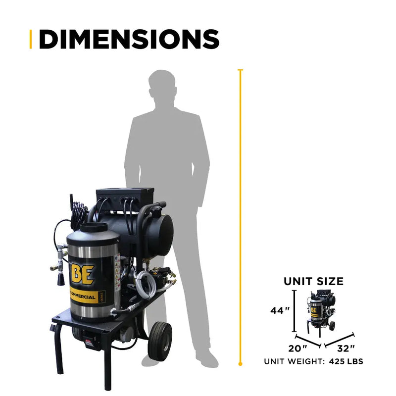 1,000 PSI 2.0 GPM Hot Water Electric Pressure Washer with General T9051EBF triplex pump - 1250 BE Power Equipment