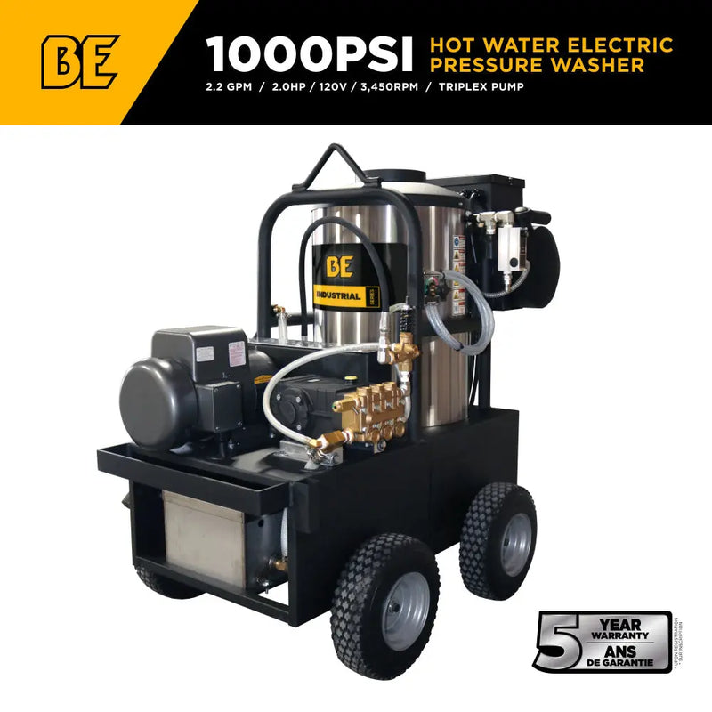 1,000 PSI 2.2 GPM Hot Water Electric Pressure Washer with General Triplex Pump -  15-281 BE Power Equipment