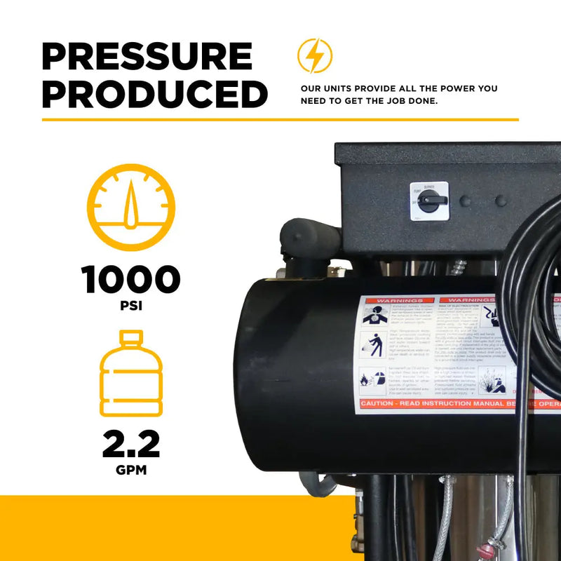 1,000 PSI 2.2 GPM Hot Water Electric Pressure Washer with General Triplex Pump -  15-281 BE Power Equipment