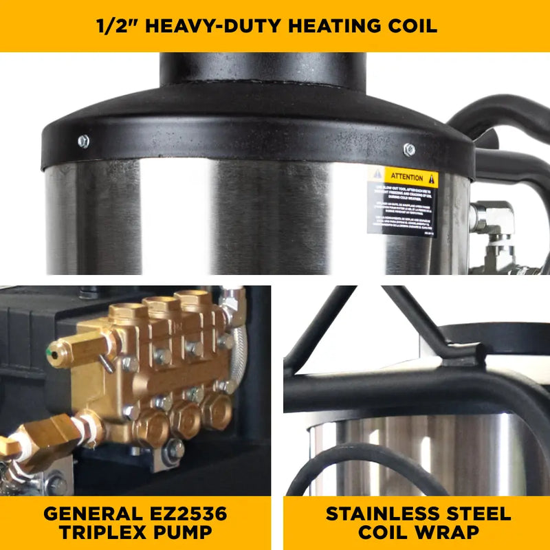 1,000 PSI 2.2 GPM Hot Water Electric Pressure Washer with General Triplex Pump -  15-281 BE Power Equipment