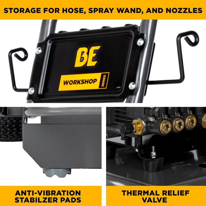 1,500 PSI 1.6 GPM 1.5 HP Electric Pressure Washer with Powerease Motor and Triplex Pump - B1515EN BE Power Equipment