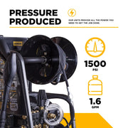1,500 PSI 1.6 GPM 1.5 HP Electric Pressure Washer with Powerease Motor and Triplex Pump - P1515EPNW BE Power Equipment