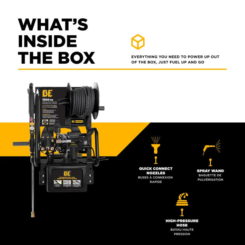 1,500 PSI 1.6 GPM 1.5 HP Electric Pressure Washer with Powerease Motor and Triplex Pump - P1515EPNW BE Power Equipment