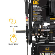 1,500 PSI 1.6 GPM 1.5 HP Electric Pressure Washer with Powerease Motor and Triplex Pump - P1515EPNW BE Power Equipment