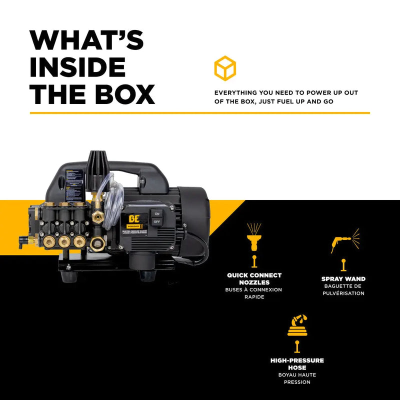 1,500 PSI 1.6 GPM 1.5 HP Portable Electric Pressure Washer – P1515EPN BE Power Equipment