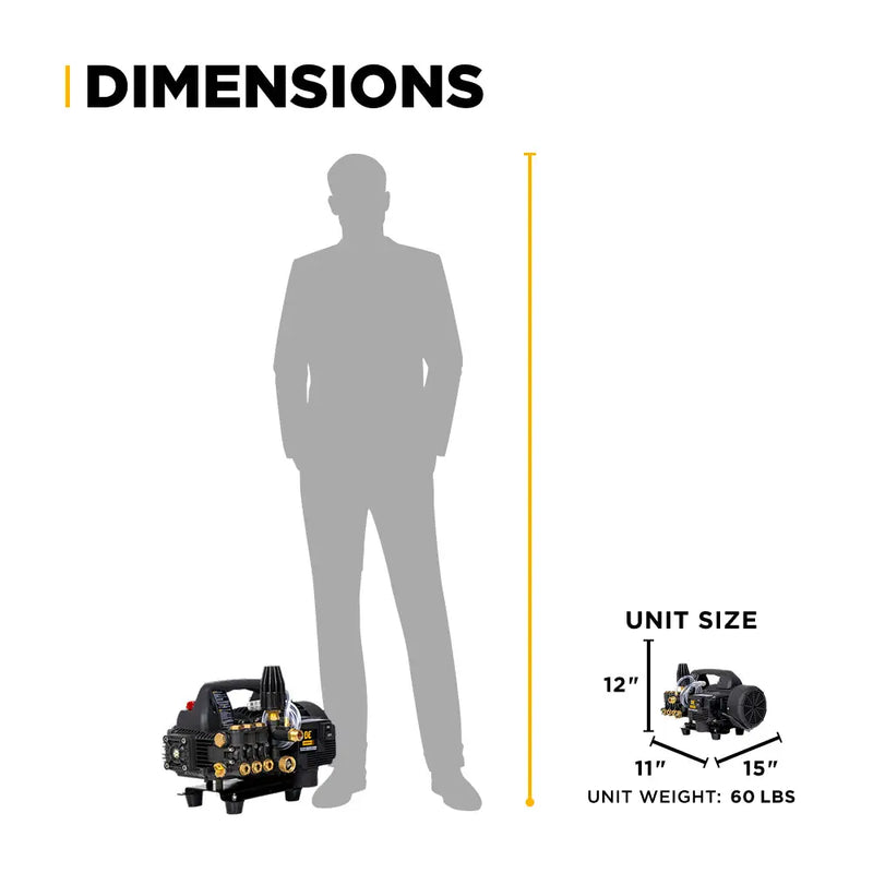 1,500 PSI 1.6 GPM 1.5 HP Portable Electric Pressure Washer – P1515EPN BE Power Equipment