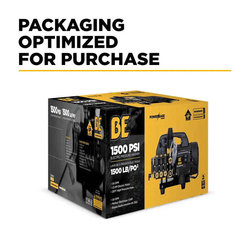 1,500 PSI 1.6 GPM 1.5 HP Portable Electric Pressure Washer – P1515EPN BE Power Equipment