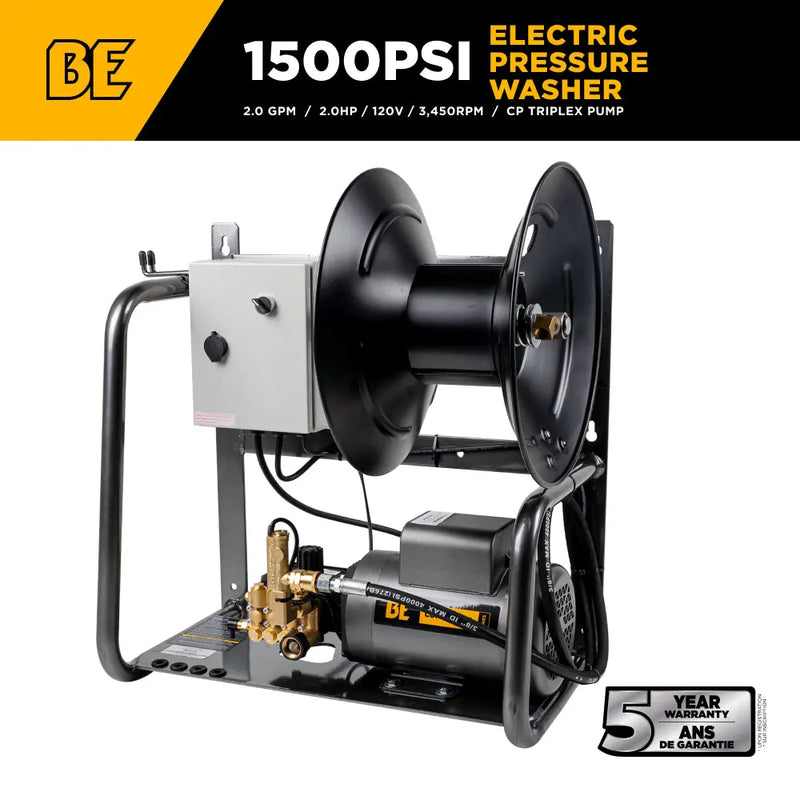 1,500 PSI 2.0 GPM 2.0 HP Wall Mount Electric Pressure Washer with a Baldor Motor and CP Triplex Pump - X-1520FW1ARH BE Power Equipment