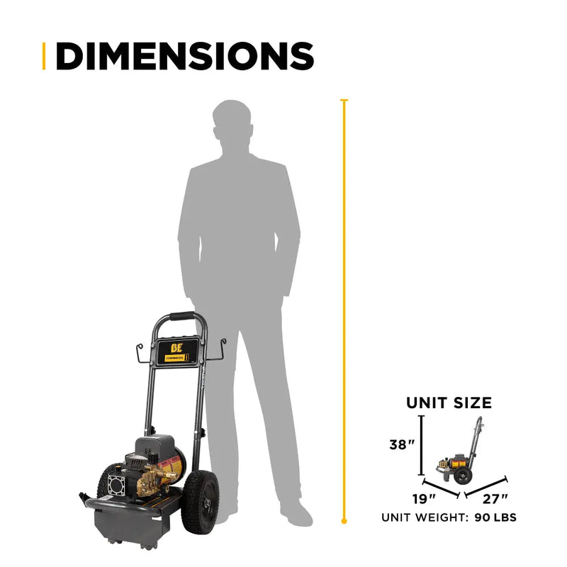 1,500 PSI 2.0 GPM Electric Pressure Washer with Baldor Motor and AR Triplex Pump - PE-1520EW1A BE Power Equipment