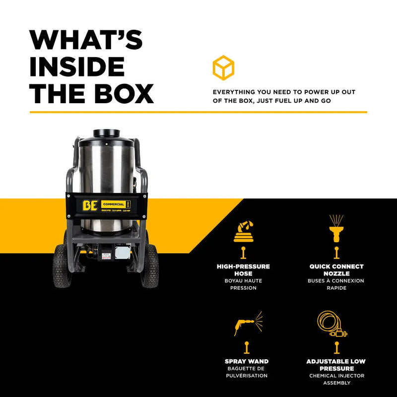 1,500 PSI 2.0 GPM Hot Water Pressure Washer with TechTop Motor and CP Triplex Pump - HW152EA BE Power Equipment