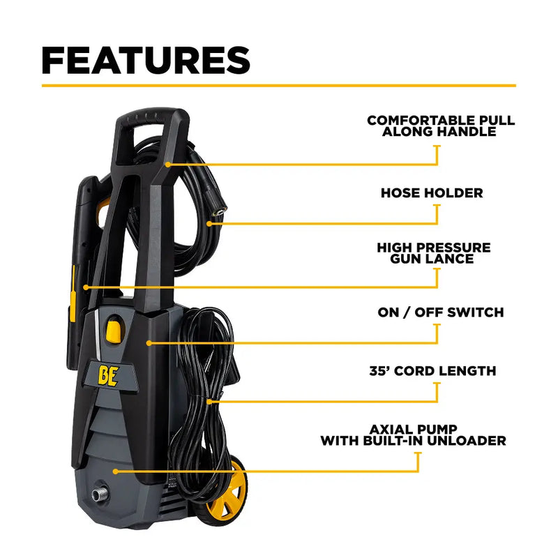 1,700 PSI 1.7 GPM Electric Power Washer with Powerease Motor and AR Axial Pump - P1715EN BE Power Equipment