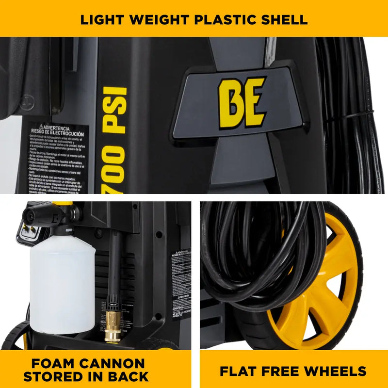 1,700 PSI 1.7 GPM Electric Power Washer with Powerease Motor and AR Axial Pump - P1715EN BE Power Equipment