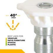 20 Quick Connect Spray Pressure Washer Nozzle 40° BE Power Equipment