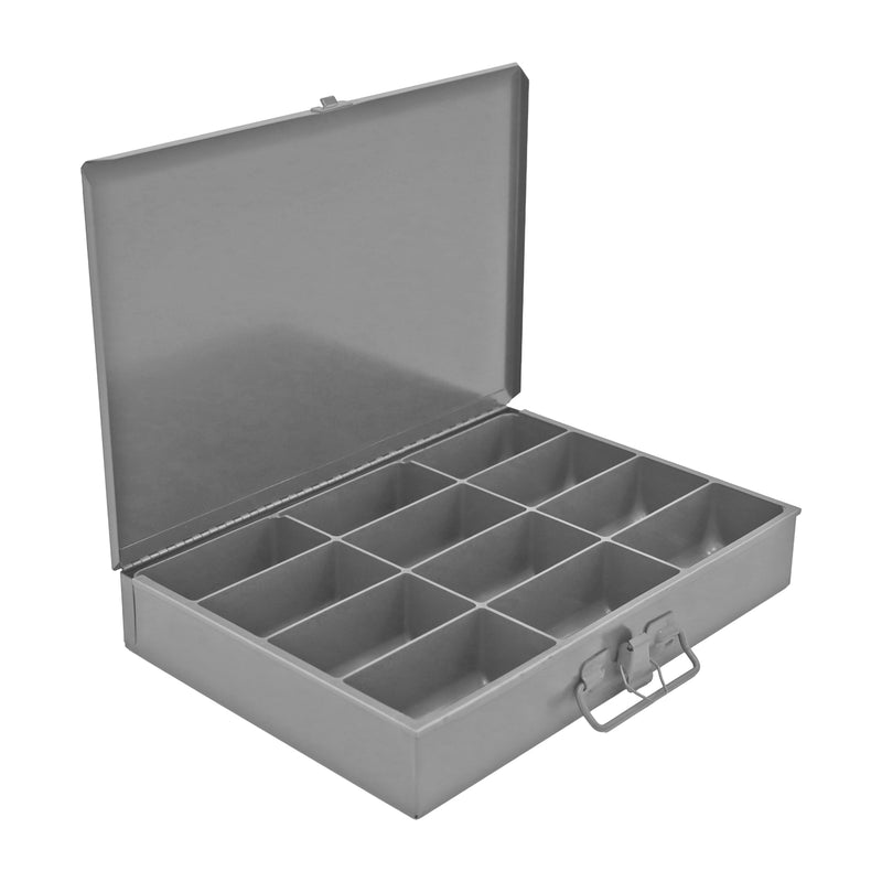 Durham Small, Steel, Compartment Box, 12 Compartments, Gray (Pack of 6)