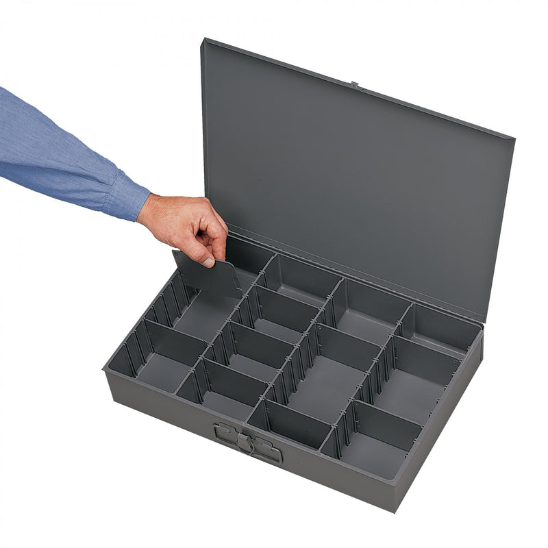 Durham Small, Steel, Compartment Box, Variable Openings, Gray (Pack of 6)