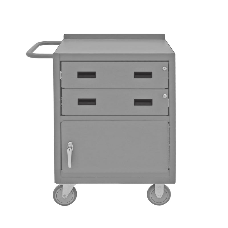 Durham Mobile Bench Cabinet, 2 Drawers, Storage Compartment With Locking Handle