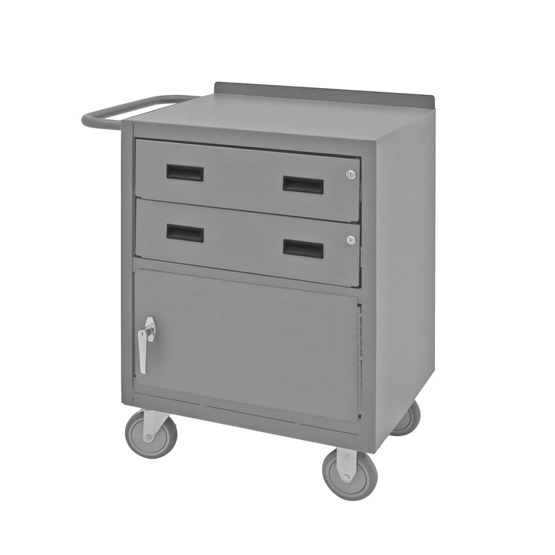 Durham Mobile Bench Cabinet, 2 Drawers, Storage Compartment With Locking Handle