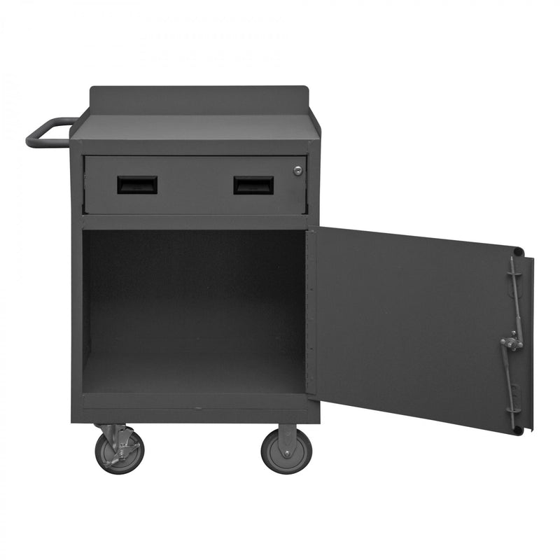 Durham Mobile Bench Cabinet With 5" X 1-1/4" Polyurethane Casters, (2) Rigid And (2) Swivel