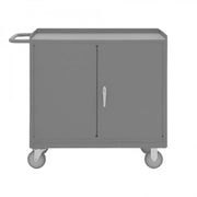 Durham Mobile Bench Cabinet With 5" X 1-1/4" Polyurethane Casters, (2) Rigid And (2) Swivel, 1 Shelf, Gray