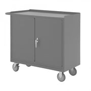 Durham Mobile Bench Cabinet With 5" X 1-1/4" Polyurethane Casters, (2) Rigid And (2) Swivel, 1 Shelf, Gray