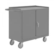 Durham Mobile Bench Cabinet With 5" X 1-1/4" Polyurethane Casters, (2) Rigid And (2) Swivel, 1 Shelf, Gray