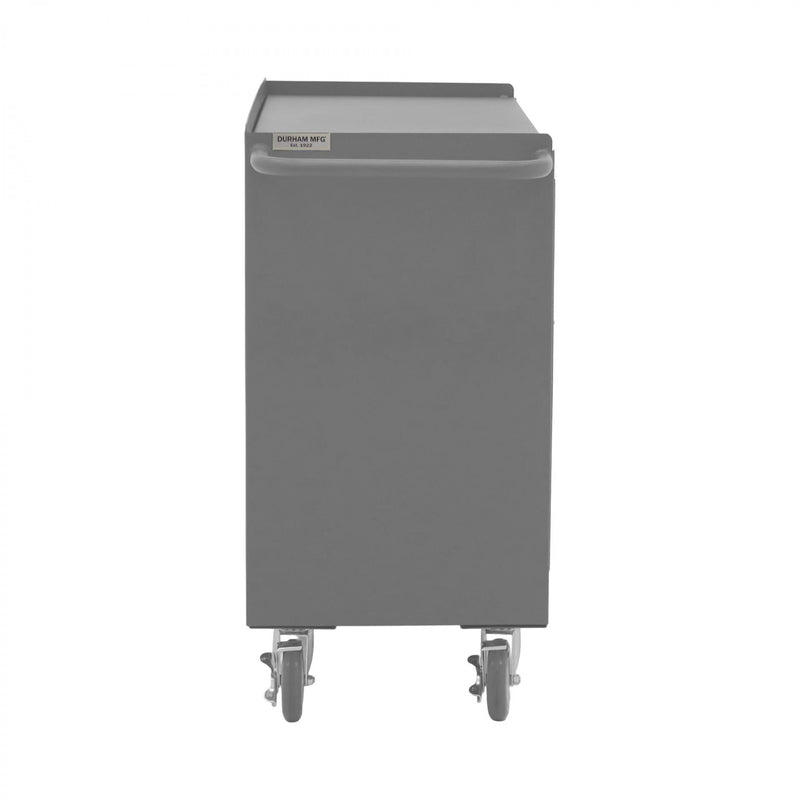 Durham Mobile Bench Cabinet With 5" X 1-1/4" Polyurethane Casters, (2) Rigid And (2) Swivel, 1 Shelf, Gray