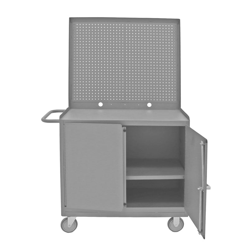 Durham Mobile Bench Cabinet With 5" X 1-1/4" Polyurethane Casters, (2) Rigid And (2) Swivel