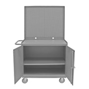 Durham Mobile Bench Cabinet With 5" X 1-1/4" Polyurethane Casters, (2) Rigid And (2) Swivel