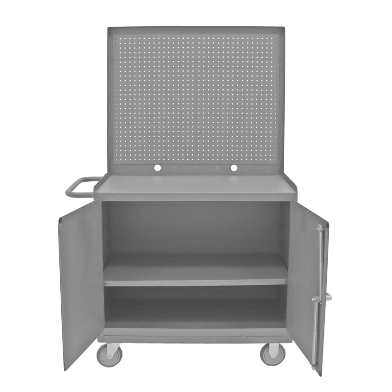 Durham Mobile Bench Cabinet With 5" X 1-1/4" Polyurethane Casters, (2) Rigid And (2) Swivel