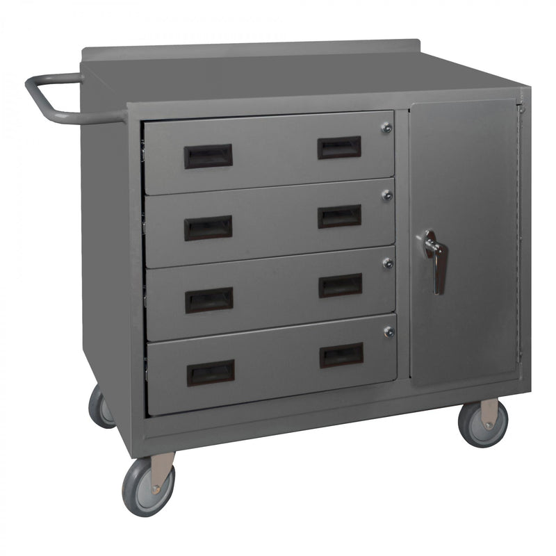Durham Mobile Bench Cabinet With 5" X 1-1/4" Polyurethane Casters, (2) Rigid And (2) Swivel