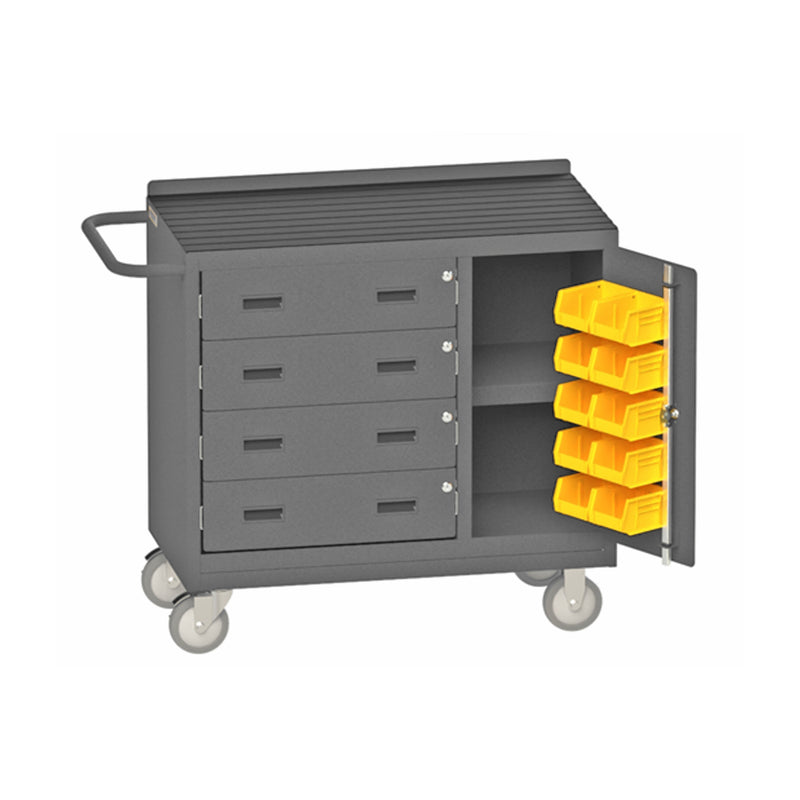 Durham Mobile Bench Cabinet With 5" X 1-1/4" Polyurethane Casters, (2) Rigid, (2) Swivel