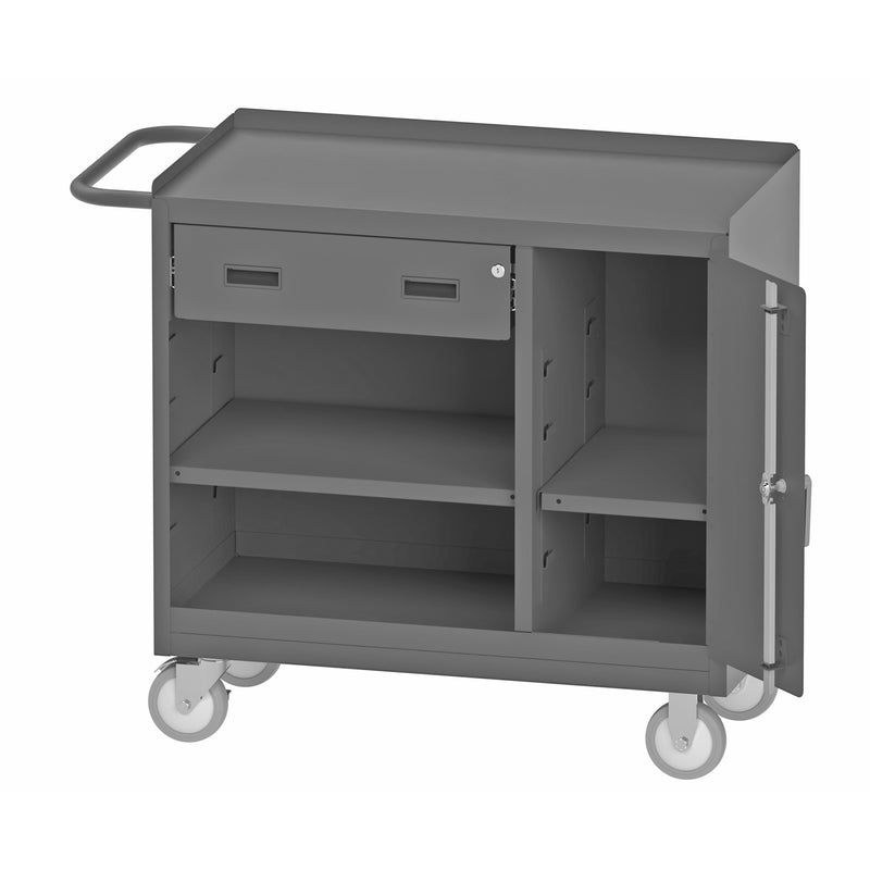 Durham Mobile Bench Cabinet With 5" X 1-1/4" Polyurethane Casters, (2) Rigid, (2) Swivel