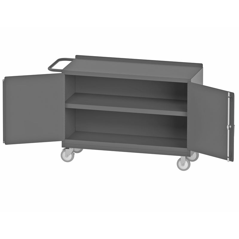 Durham Mobile Bench Cabinet With 5" X 1-1/4" Polyurethane Casters, (2) Rigid And (2) Swivel