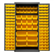 Durham Cabinet, 16 Gauge, 36 x 24 x 72, 126 Yellow Bins, Flush Doors with Louvered Panel, Lockable